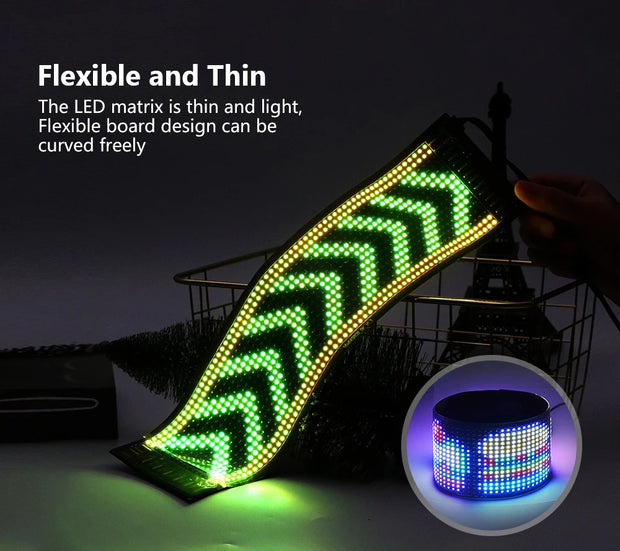 LED Matrix Pixel Panel - USB 5V Flexible Addressable RGB Pattern - Scrolling Text Animation Display Car Display - Bluetooth APP