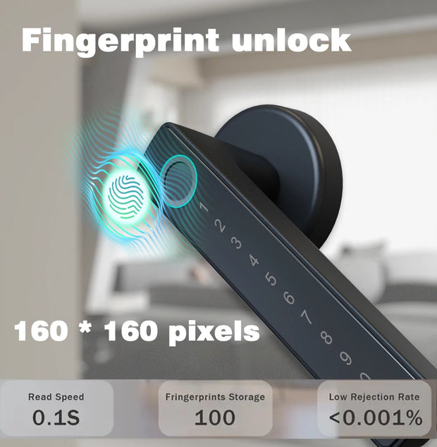 WINFREE Smart Lock Fingerprint Keyless Entry - Tuya Bluetooth - Voice Control Alexa Google Assistant - Home Office Apartment Door Lock