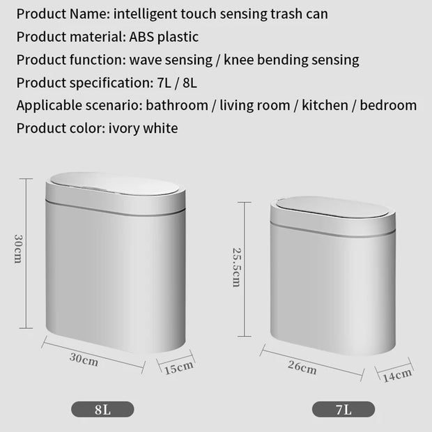 7-8L Smart Sensor Trash Can - Kitchen Trash Bin, Toilet Bin - Waterproof