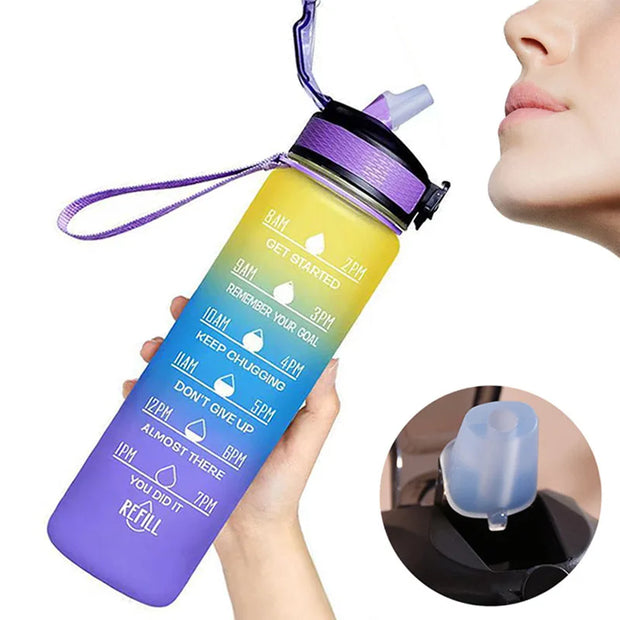 1 L Water Bottle - Motivational Sports Water Bottle - Outdoor, Travel, Gym, Fitness Jugs