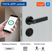 WINFREE Smart Lock Fingerprint Keyless Entry - Tuya Bluetooth - Voice Control Alexa Google Assistant - Home Office Apartment Door Lock