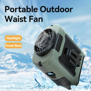 20000mAh Outdoor Portable Waist Fan Hanging Neck Fan with Power Bank LED Lighting for Sports Courier Outdoor Working