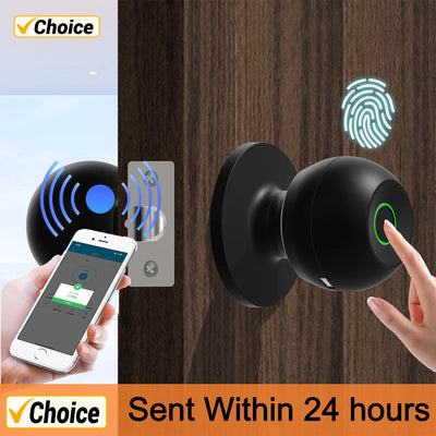 Smart Door Knob - Fingerprint Door Knob - Rechargeable Keyless Entry - TUYA App Control for Home Indoor