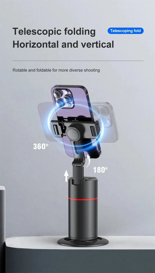 360° Rotation Auto Tracking Phone Holder - Gimbal Foldable AI Smart Shooting Selfie Stick for Live Vlog Streaming Video