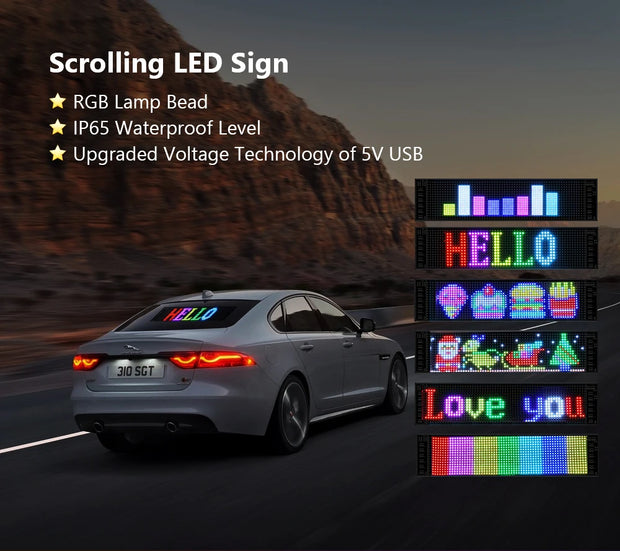 LED Matrix Pixel Panel - USB 5V Flexible Addressable RGB Pattern - Scrolling Text Animation Display Car Display - Bluetooth APP