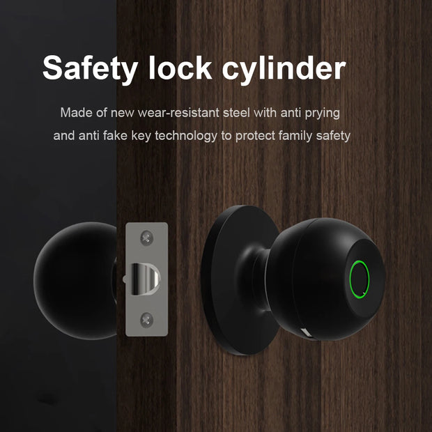 Smart Door Knob - Fingerprint Door Knob - Rechargeable Keyless Entry - TUYA App Control for Home Indoor