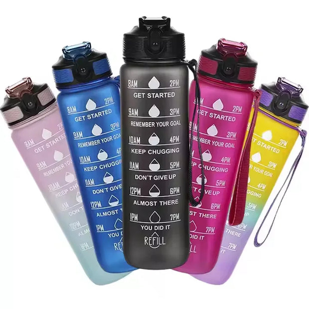 1 L Water Bottle - Motivational Sports Water Bottle - Outdoor, Travel, Gym, Fitness Jugs