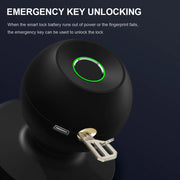 Smart Door Knob - Fingerprint Door Knob - Rechargeable Keyless Entry - TUYA App Control for Home Indoor