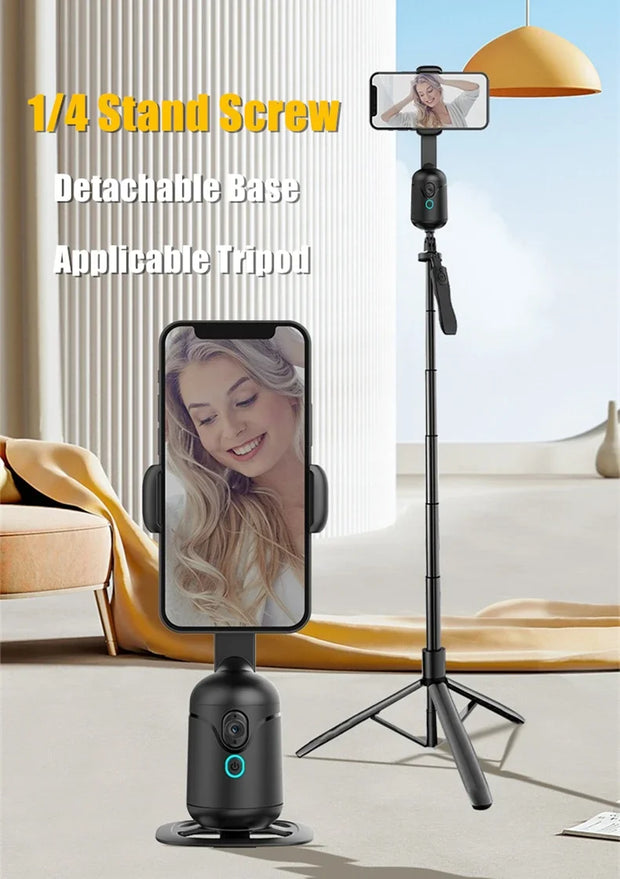 360° Rotation Auto Tracking Phone Holder - Gimbal Foldable AI Smart Shooting Selfie Stick for Live Vlog Streaming Video