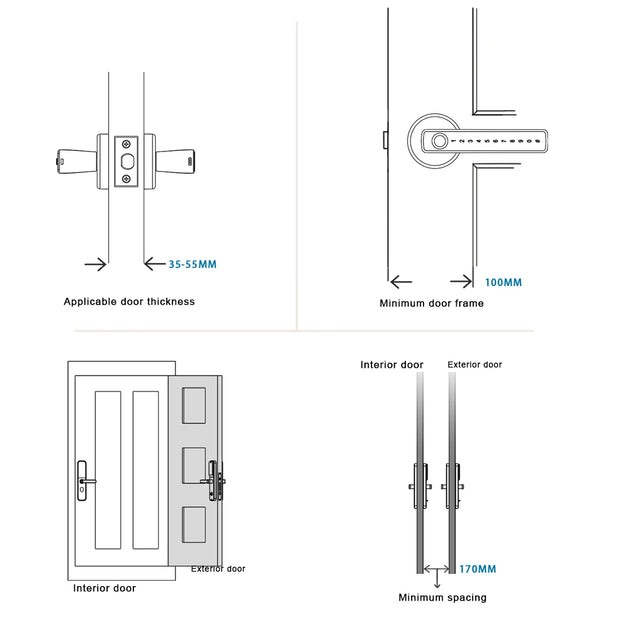 WINFREE Smart Lock Fingerprint Keyless Entry - Tuya Bluetooth - Voice Control Alexa Google Assistant - Home Office Apartment Door Lock