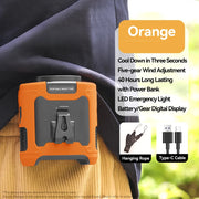 20000mAh Outdoor Portable Waist Fan Hanging Neck Fan with Power Bank LED Lighting for Sports Courier Outdoor Working