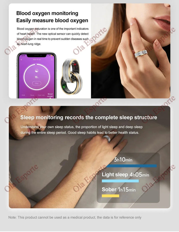 NEW Smart Ring Military Grade Titanium Steel - Smart Rings for Women Men - Health Monitoring - IP68 & 3ATM Waterproof Multi-sport Mode