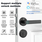 WINFREE Smart Lock Fingerprint Keyless Entry - Tuya Bluetooth - Voice Control Alexa Google Assistant - Home Office Apartment Door Lock